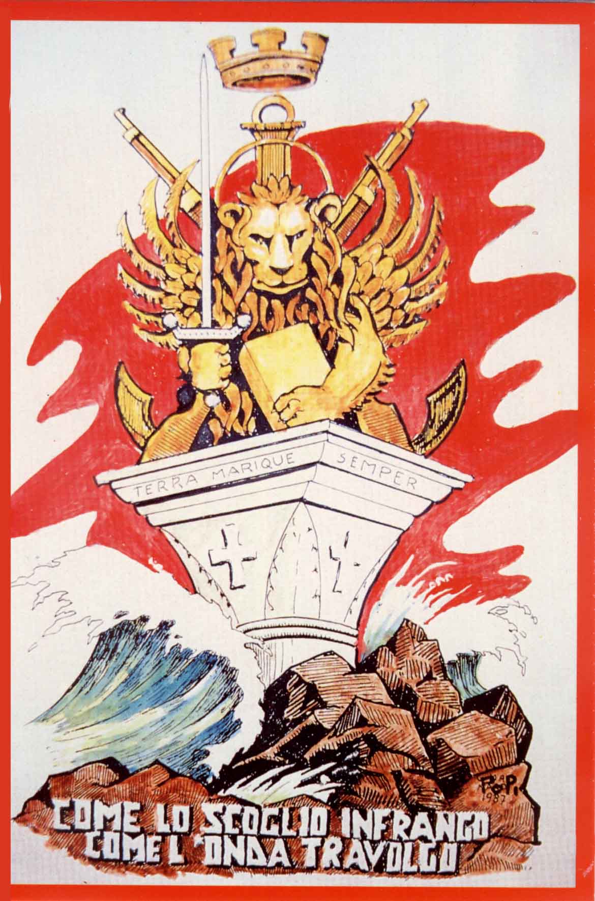 Cartolina colonna con leone